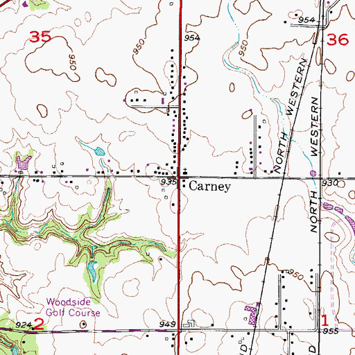 Topographic Map of Carney, IA