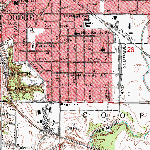 Topographic Map of Carpenter School, IA