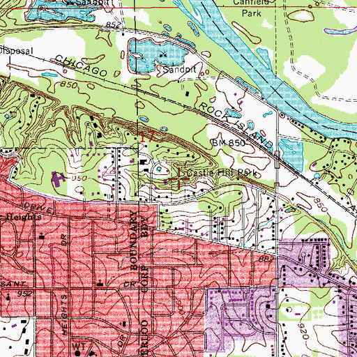 Topographic Map of Castle Hill Park, IA