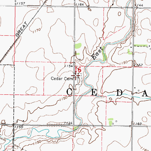 Topographic Map of Cedar Cemetery, IA