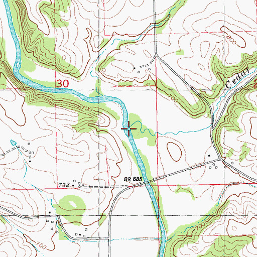 Topographic Map of Cedar Creek, IA