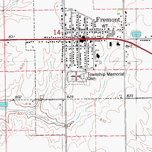 Topographic Map of Cedar Township Memorial Cemetery, IA