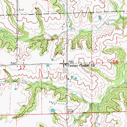 Topographic Map of Center Chapel Church, IA