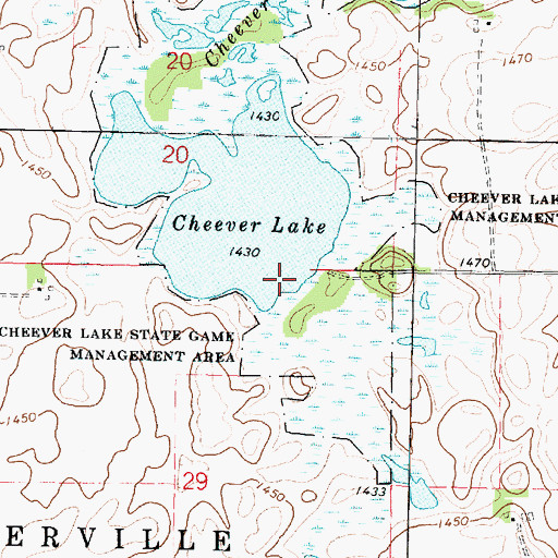 Topographic Map of Cheever Lake State Game Mgt Area, IA