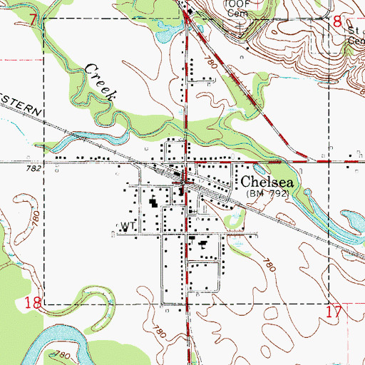 Topographic Map of Chelsea, IA