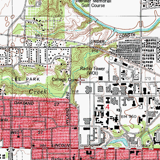 Topographic Map of Iowa State University Cemetery, IA