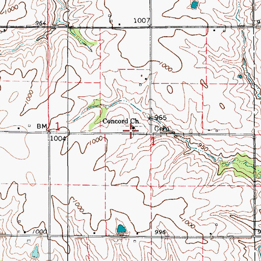 Topographic Map of Concord Church, IA