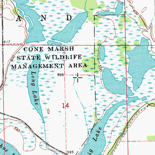 Topographic Map of Cone Marsh State Wildlife Management Area, IA