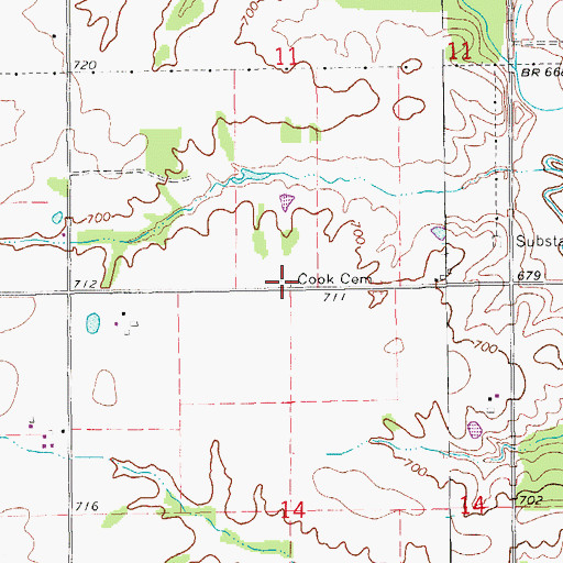 Topographic Map of Cook Cemetery, IA