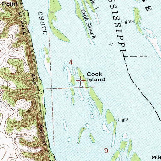 Topographic Map of Cook Island, IA