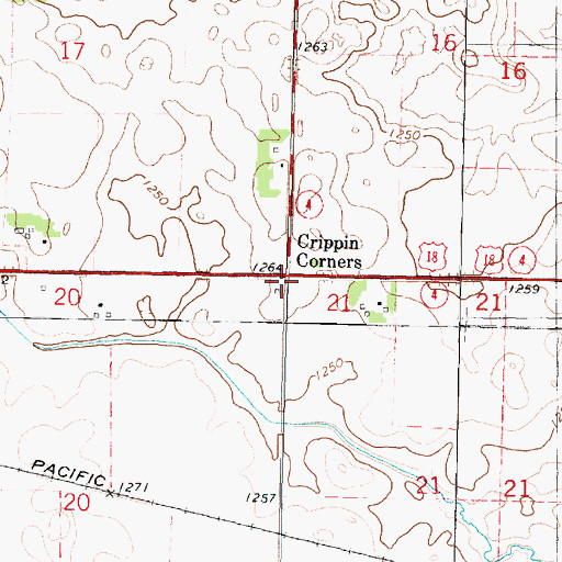 Topographic Map of Crippin Corners, IA