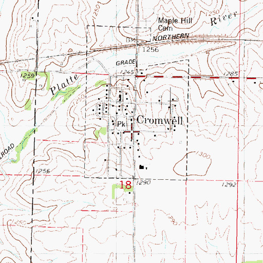 Topographic Map of Cromwell, IA