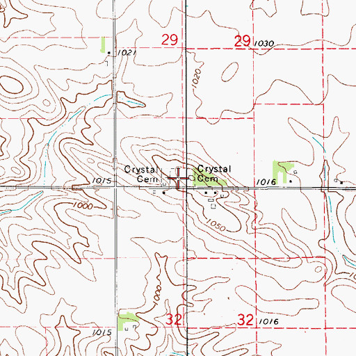 Topographic Map of Crystal Cemetery, IA