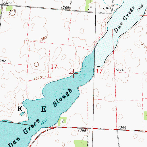 Topographic Map of Dan Green Slough, IA