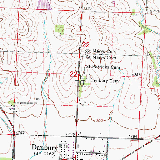 Topographic Map of Danbury Cemetery, IA