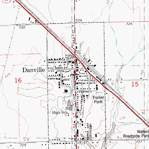 Topographic Map of Danville, IA