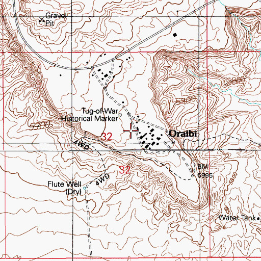 Topographic Map of Oraibi, AZ