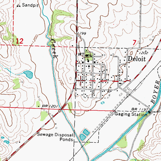 Topographic Map of Deloit, IA
