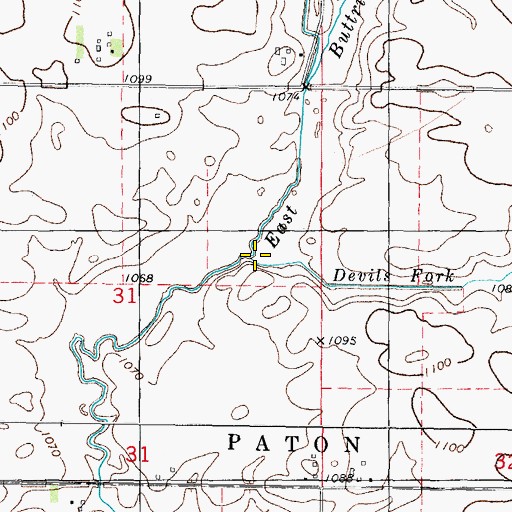 Topographic Map of Devils Fork, IA