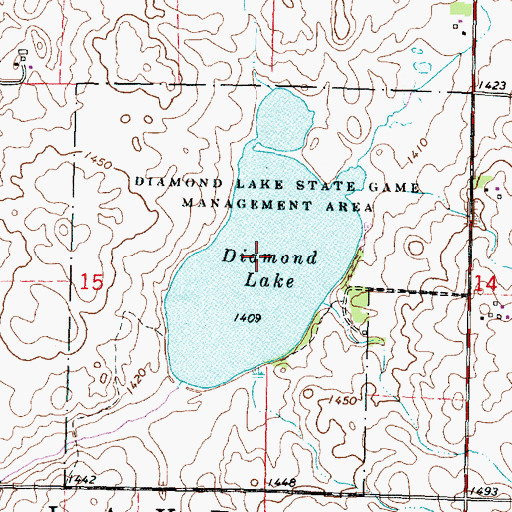 Topographic Map of Diamond Lake Wildlife Management Area, IA