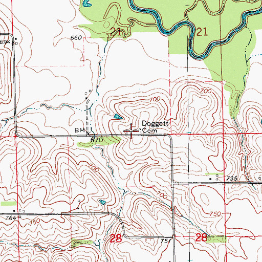 Topographic Map of Doggett Cemetery, IA