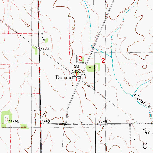 Topographic Map of Donnan, IA