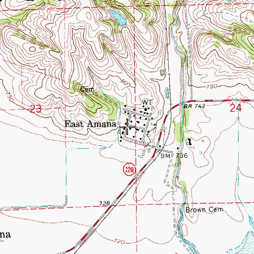 Topographic Map of East Amana, IA