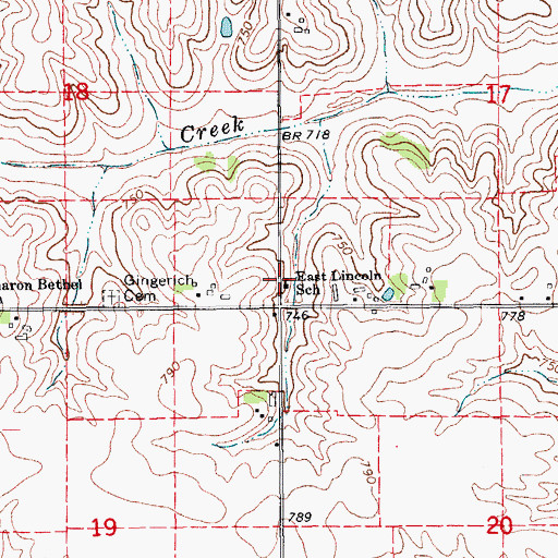 Topographic Map of East Lincoln School, IA