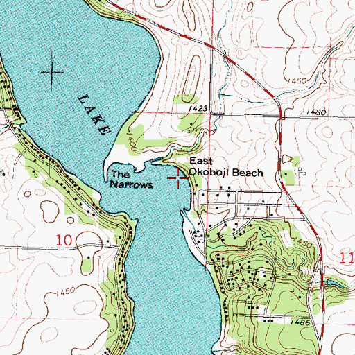Topographic Map of East Okoboji Beach, IA
