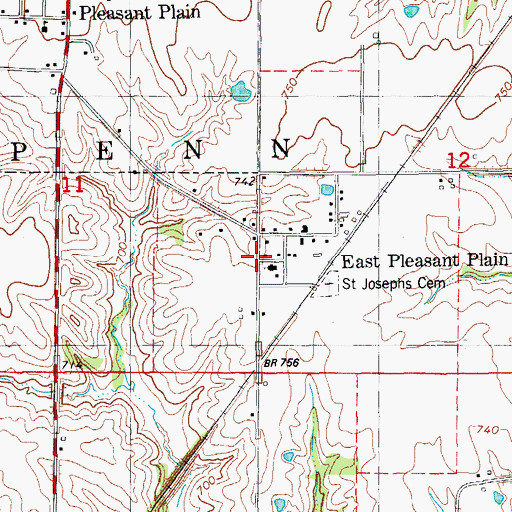 Topographic Map of East Pleasant Plain, IA