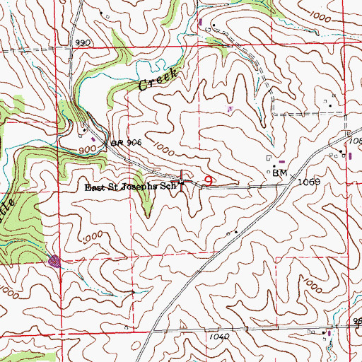 Topographic Map of East Saint Josephs School, IA