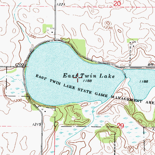 Topographic Map of East Twin Lake, IA