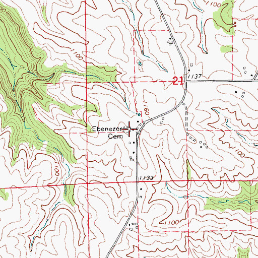 Topographic Map of Ebenezer Cemetery, IA