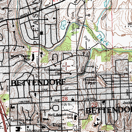 Topographic Map of Edgewood Park, IA