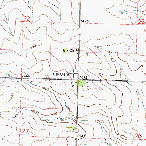 Topographic Map of Elk Cemetery, IA