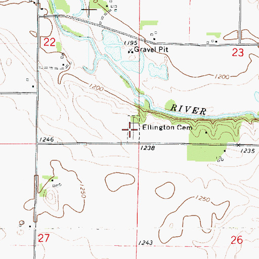 Topographic Map of Ellington Cemetery, IA