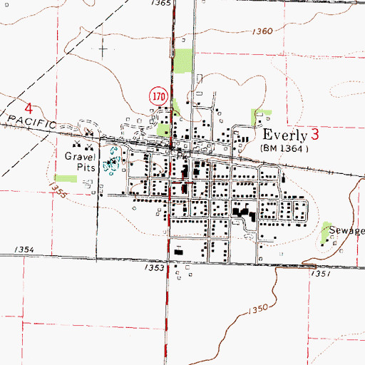 Topographic Map of Everly, IA