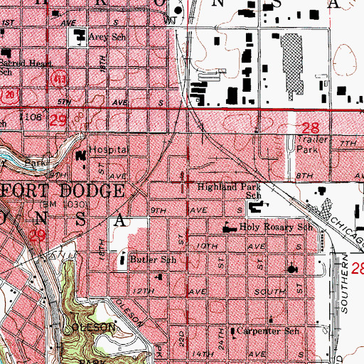Topographic Map of Fort Dodge, IA