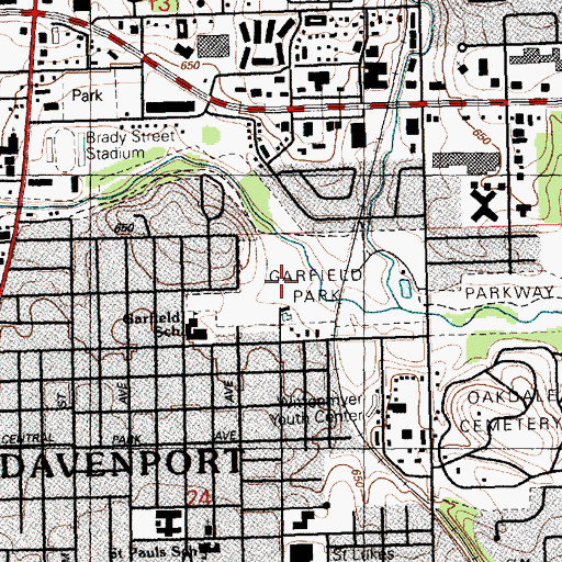 Topographic Map of Garfield Park, IA