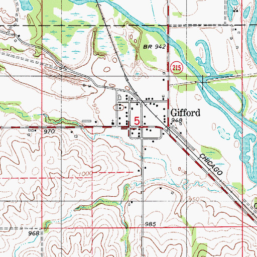 Topographic Map of Gifford, IA