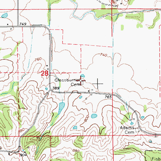 Topographic Map of Glassburner Cemetery, IA