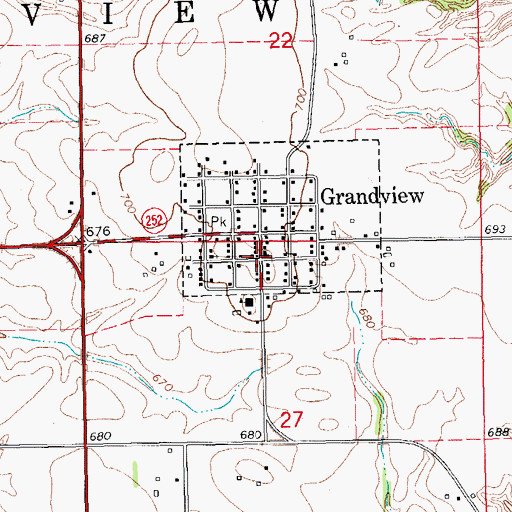Topographic Map of Grandview, IA