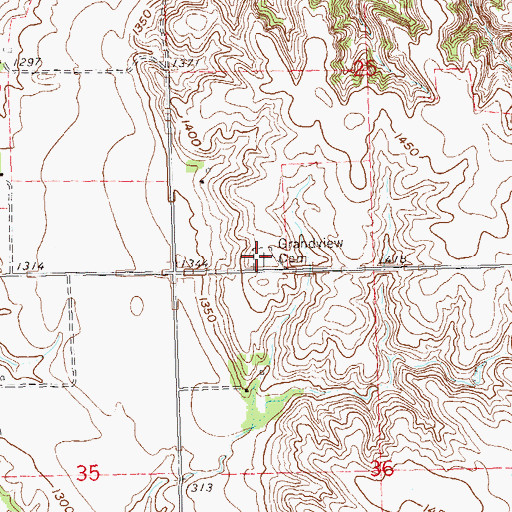 Topographic Map of Grandview Cemetery, IA