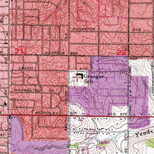 Topographic Map of South Union Elementary School, IA