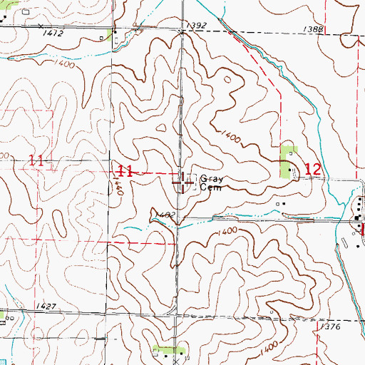 Topographic Map of Gray Cemetery, IA