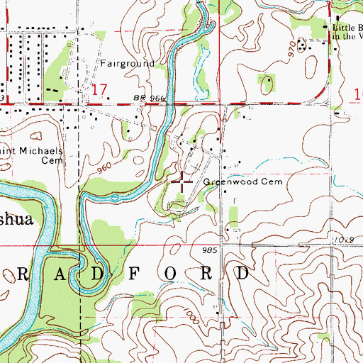 Topographic Map of Greenwood Cemetery, IA