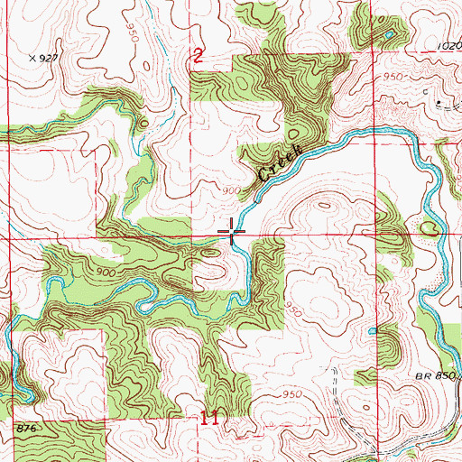 Topographic Map of Grove Creek, IA