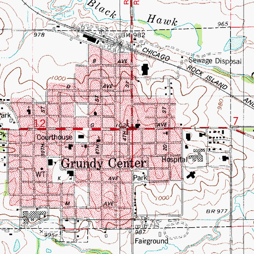 Topographic Map of Grundy Center, IA