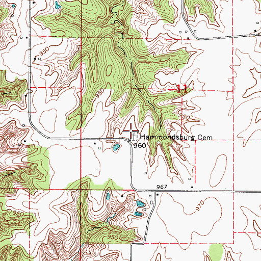 Topographic Map of Hammondsburg Cemetery, IA