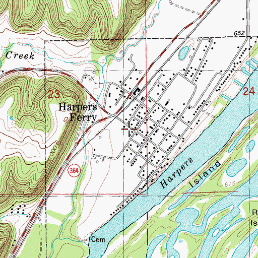 Topographic Map of Harpers Ferry, IA